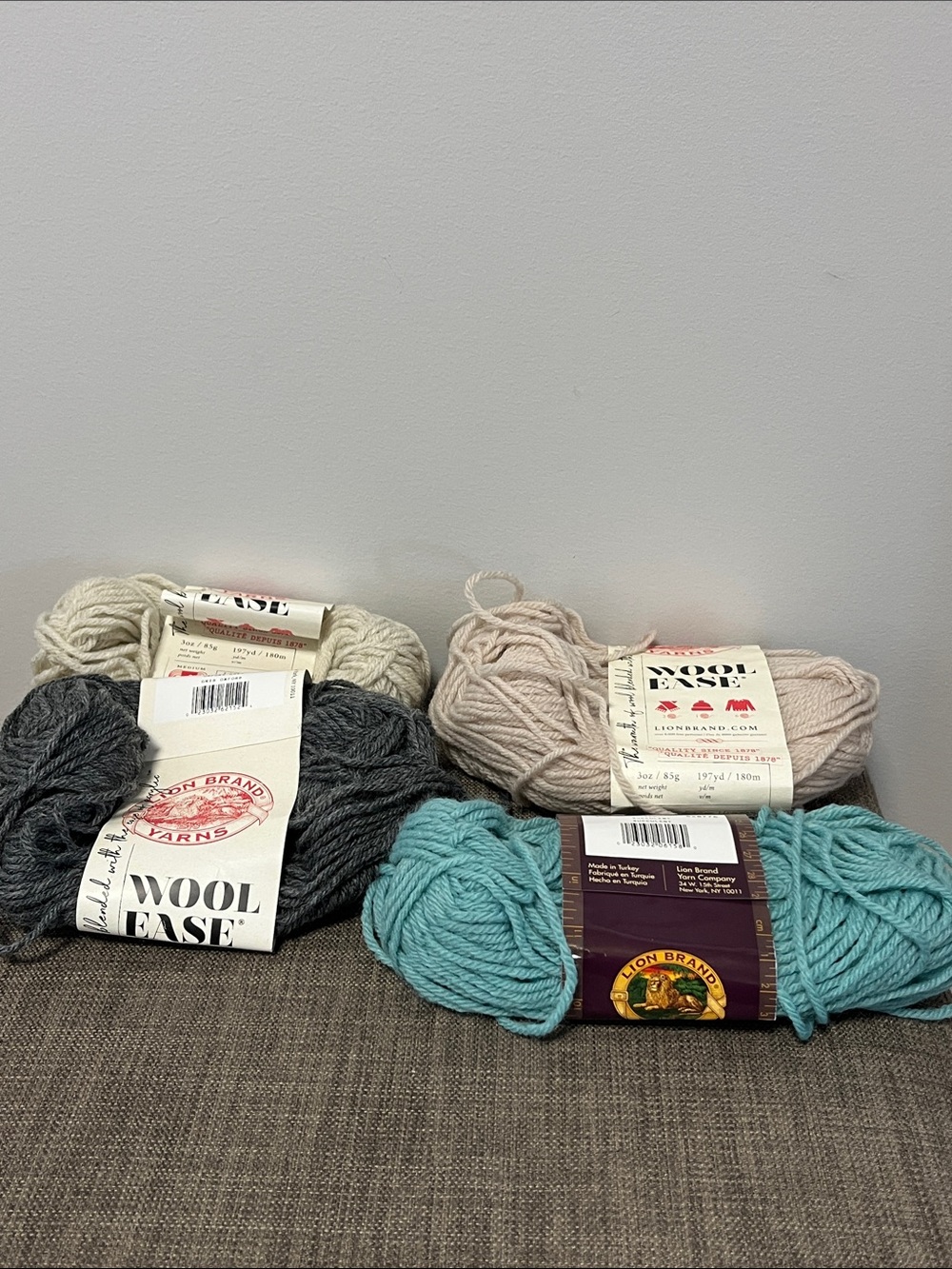 Wool Ease Mixed Yarn Bundle - Gray, Cream, Beige, Turquoise